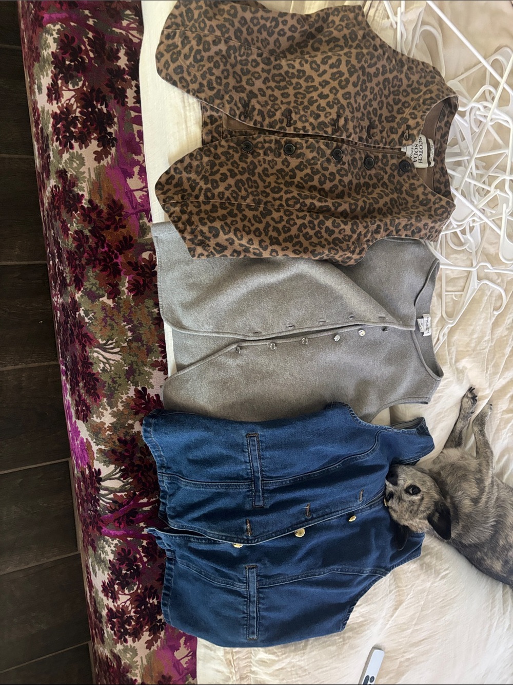 Three vest tops cheetah print, gray and denim price IS FOR ALL THREE